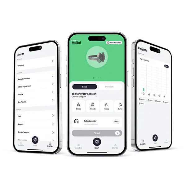 Pulsetto companion app on smartphone